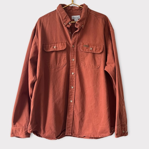 Carhartt Shirts Vintage Carhartt Mens Cotton Burnt Orange Button